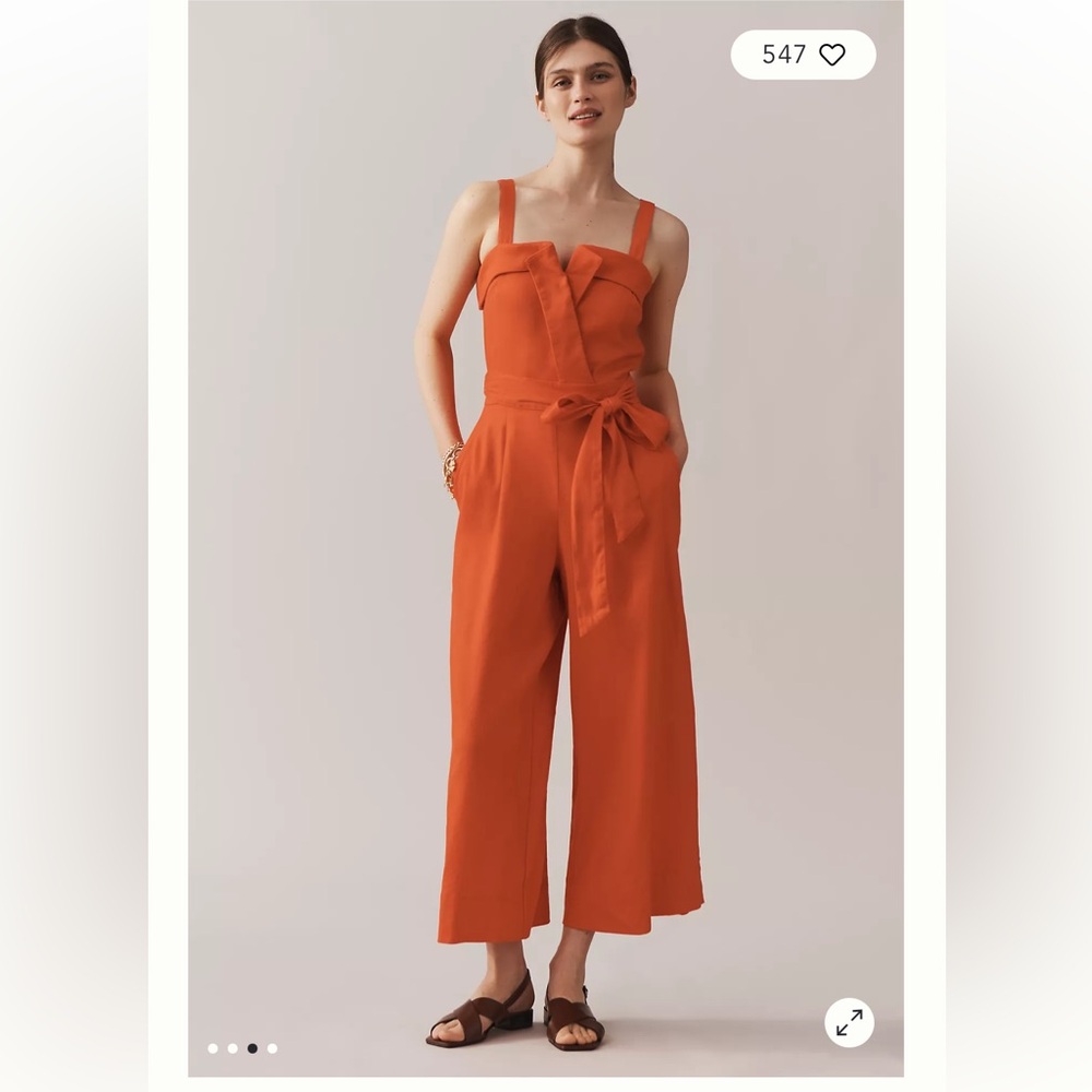 MAEVE BELTED WIDE-LEG LINEN BLEND JUMPSUIT